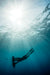 freediver subwinging through sunrays