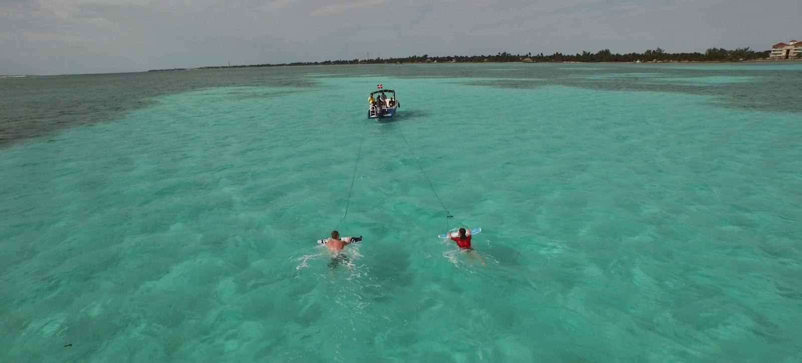 towing subwing drone view behind